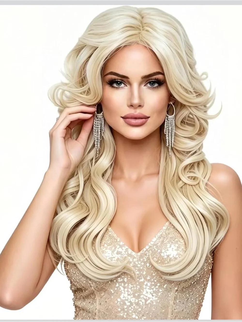 NWT Vintage Blonde Wig Natural Layered Synthetic 70s Costume Disco Hair Wig